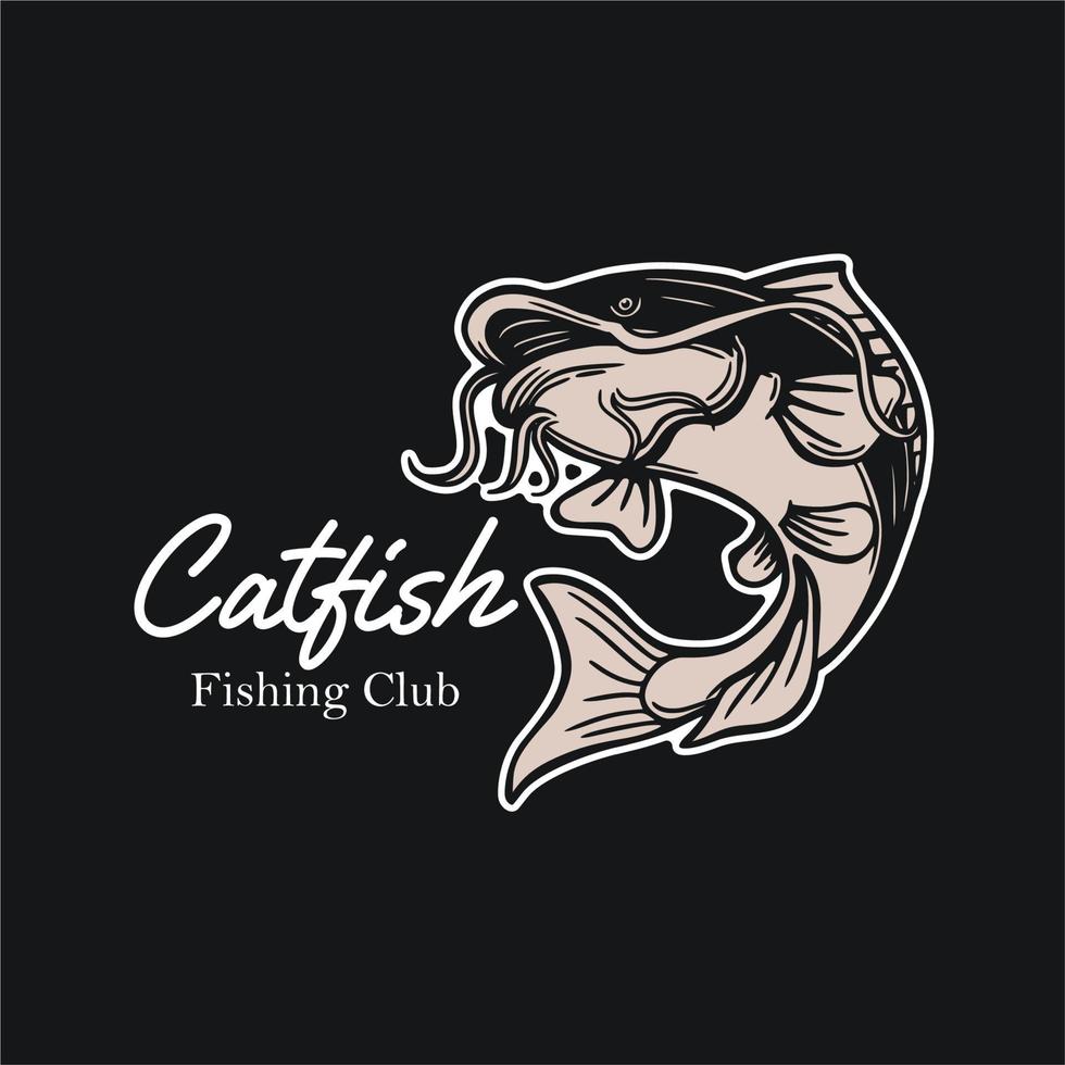 catfish dishing club, illustration of catfish in black background vector