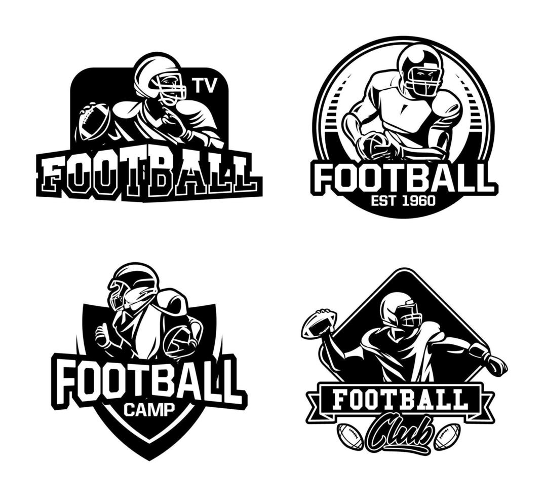 american football league badge collection black and white vector