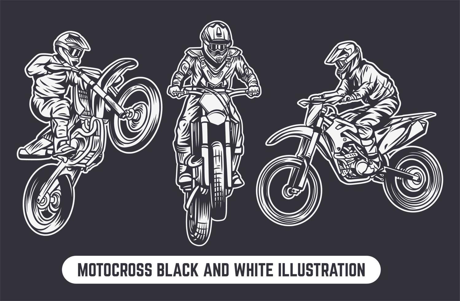 silueta de salto de motocross con fondo de puesta de sol ilustración retro vintage vector