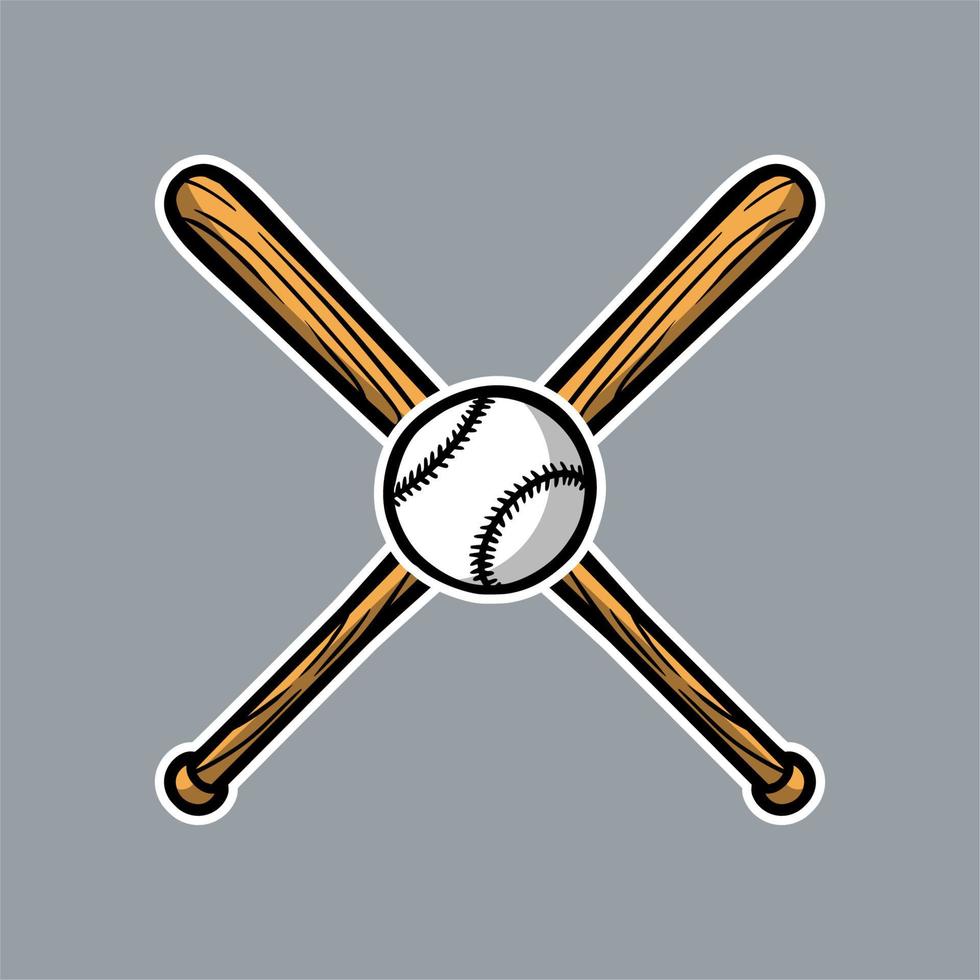 baseball bat cross with ball logo icon vector asset