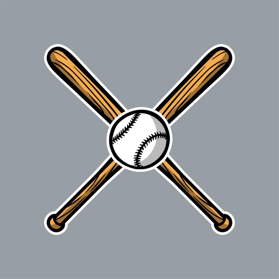 bate de béisbol cruzado con bola logo icono vector activo