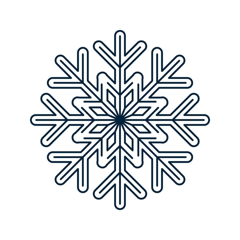 pictograma de copo de nieve. Símbolo tradicional de Navidad e invierno para diseño y decoración de logotipos, web, impresiones, adhesivos, emblemas, tarjetas de felicitación e invitaciones. vector