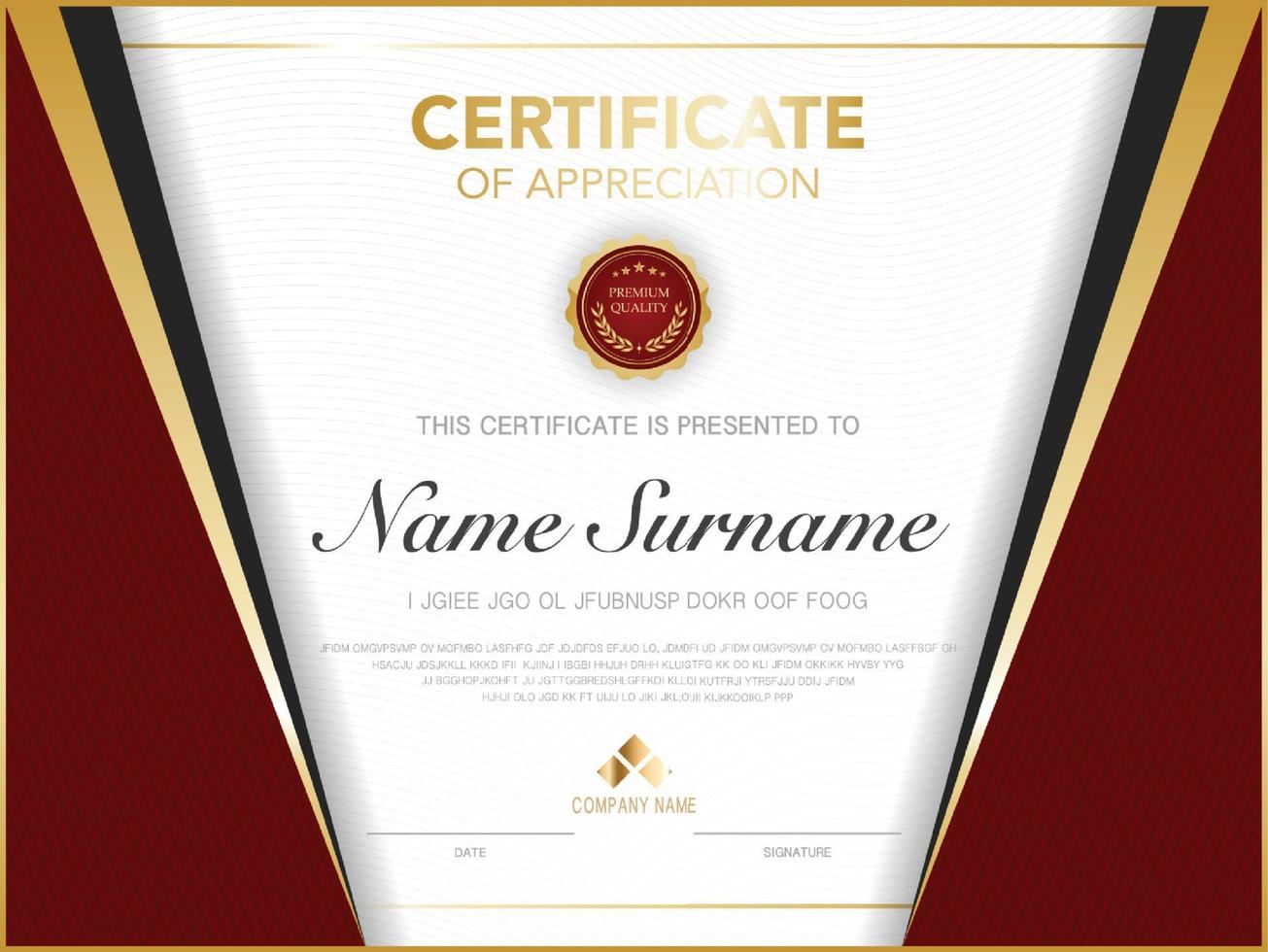 diploma certificate template red and gold color with luxury and modern style vector image.