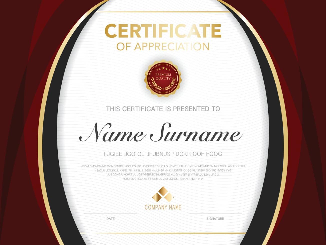 diploma certificate template red and gold color with luxury and modern style vector image.