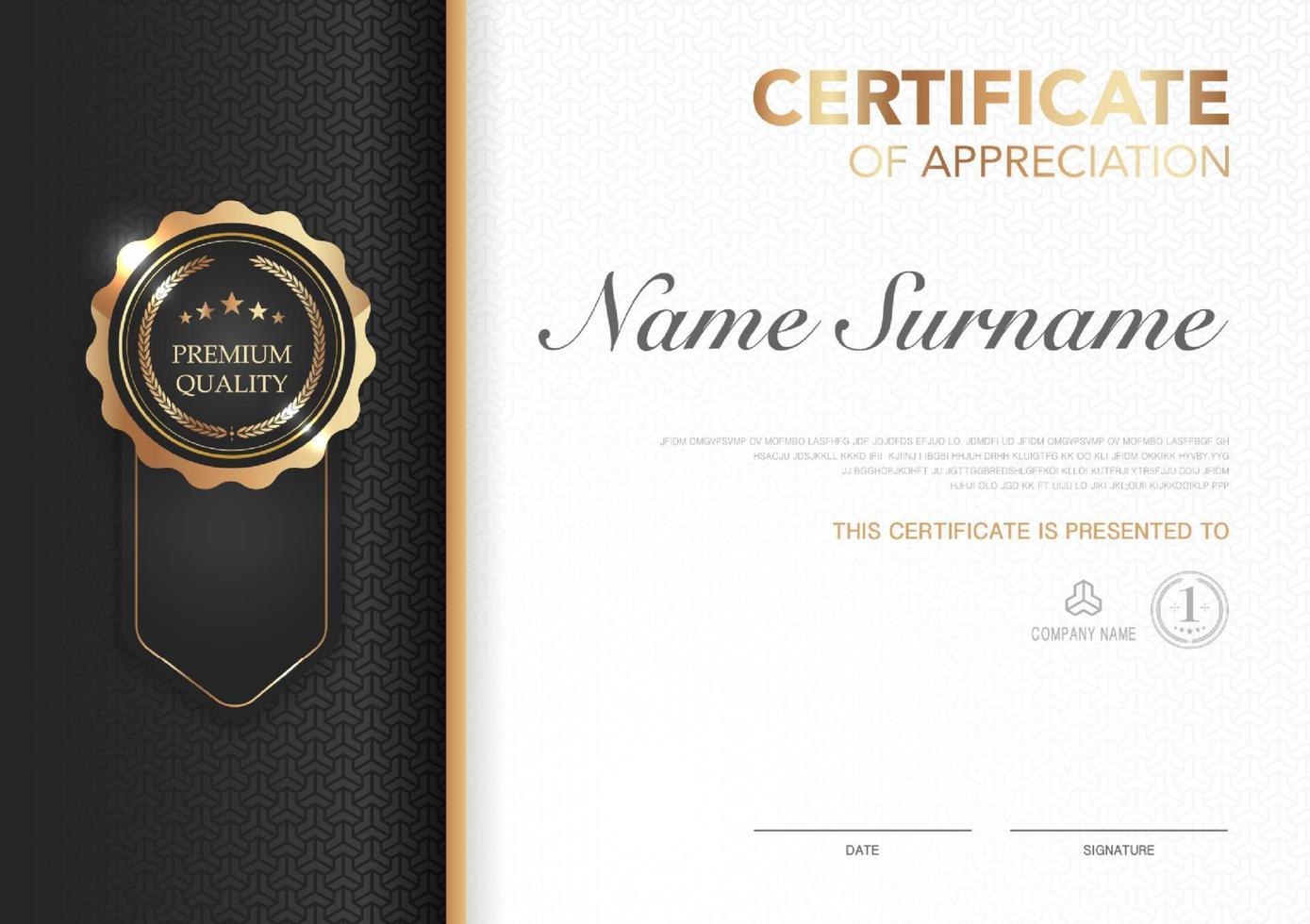 Certificate template black and gold luxury style image. Diploma of geometric modern design. eps10 vector. vector