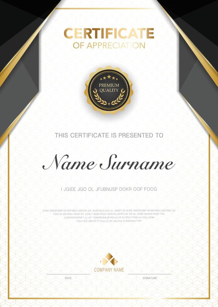 diploma certificate template black and gold color with luxury and modern style vector image.