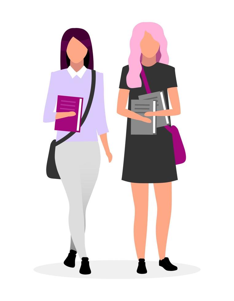Teenage school best friends flat vector illustration. Schoolgirls with  books together cartoon characters on white background. Teen classmates  going to school with bags and textbooks. Stylish students 4449471 Vector  Art at Vecteezy