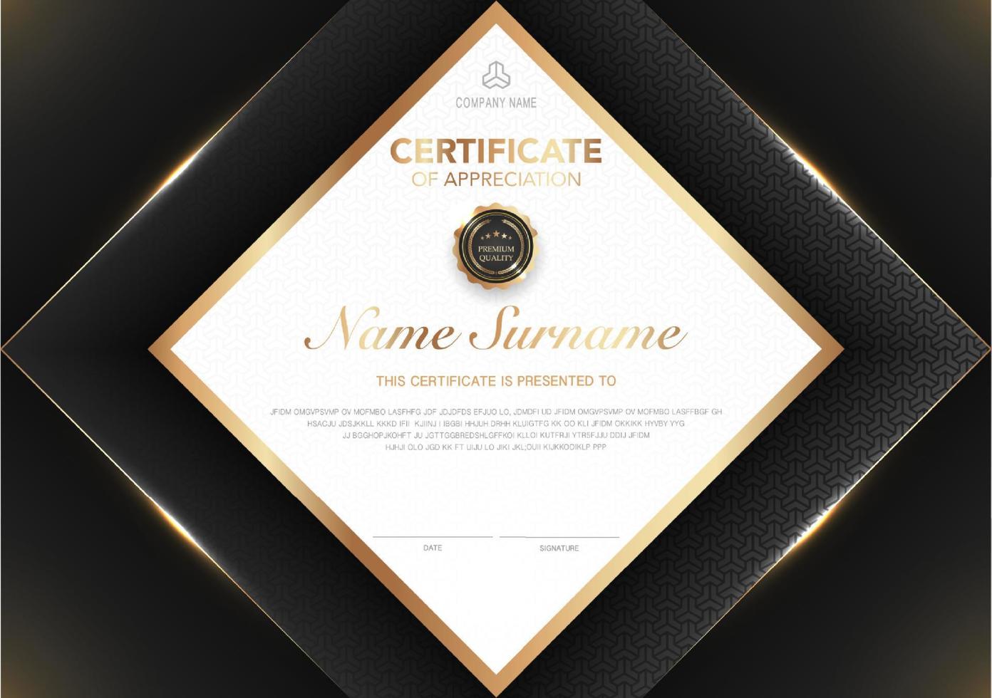 Certificate template black and gold luxury style image. Diploma of geometric modern design. eps10 vector. vector