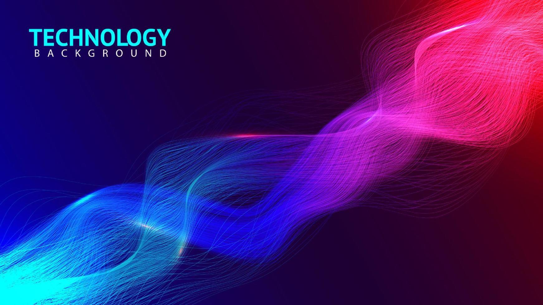 Abstract blue and red wave background. Connection and web concept. Digital technology. Geometric artificial technology. Vector illustration.