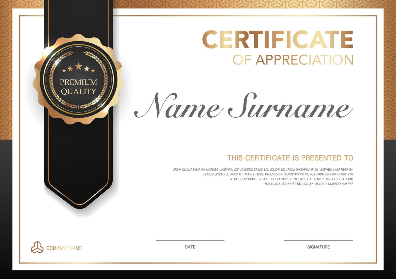 Certificate template black and gold luxury style image. Diploma of geometric modern design. eps10 vector. vector