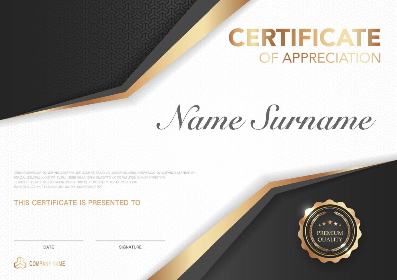 Certificate template black and gold luxury style image. Diploma of geometric modern design. eps10 vector. vector