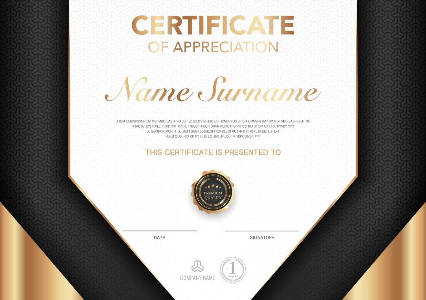 Certificate template black and gold luxury style image. Diploma of geometric modern design. eps10 vector. vector