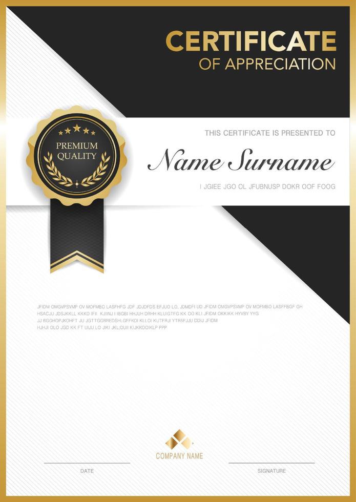 Plantilla de certificado de diploma de color rojo y dorado con imagen vectorial de lujo y estilo moderno, adecuada para la apreciación. ilustración vectorial vector
