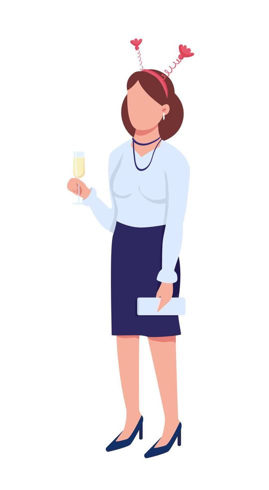 Woman in formal wear semi flat color vector character. Standing figure. Full body person on white. Christmas party isolated modern cartoon style illustration for graphic design and animation