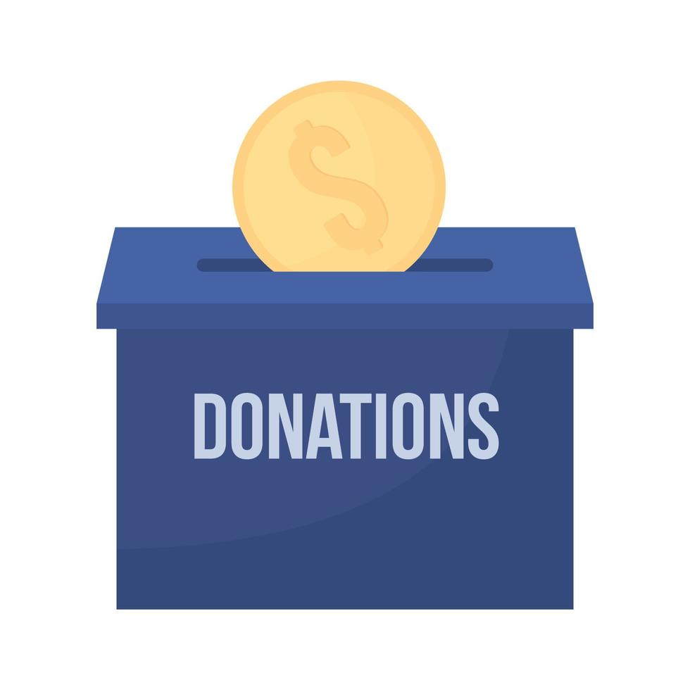 Blue box for donations semi flat color vector item. Full realistic object on white. Financial contribution to charity isolated modern cartoon style illustration for graphic design and animation