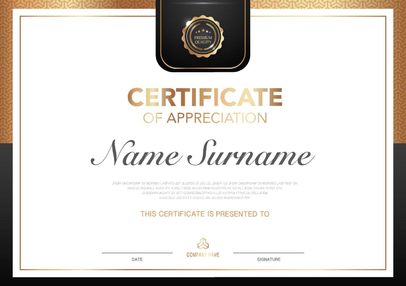 Certificate template black and gold luxury style image. Diploma of geometric modern design. eps10 vector. vector