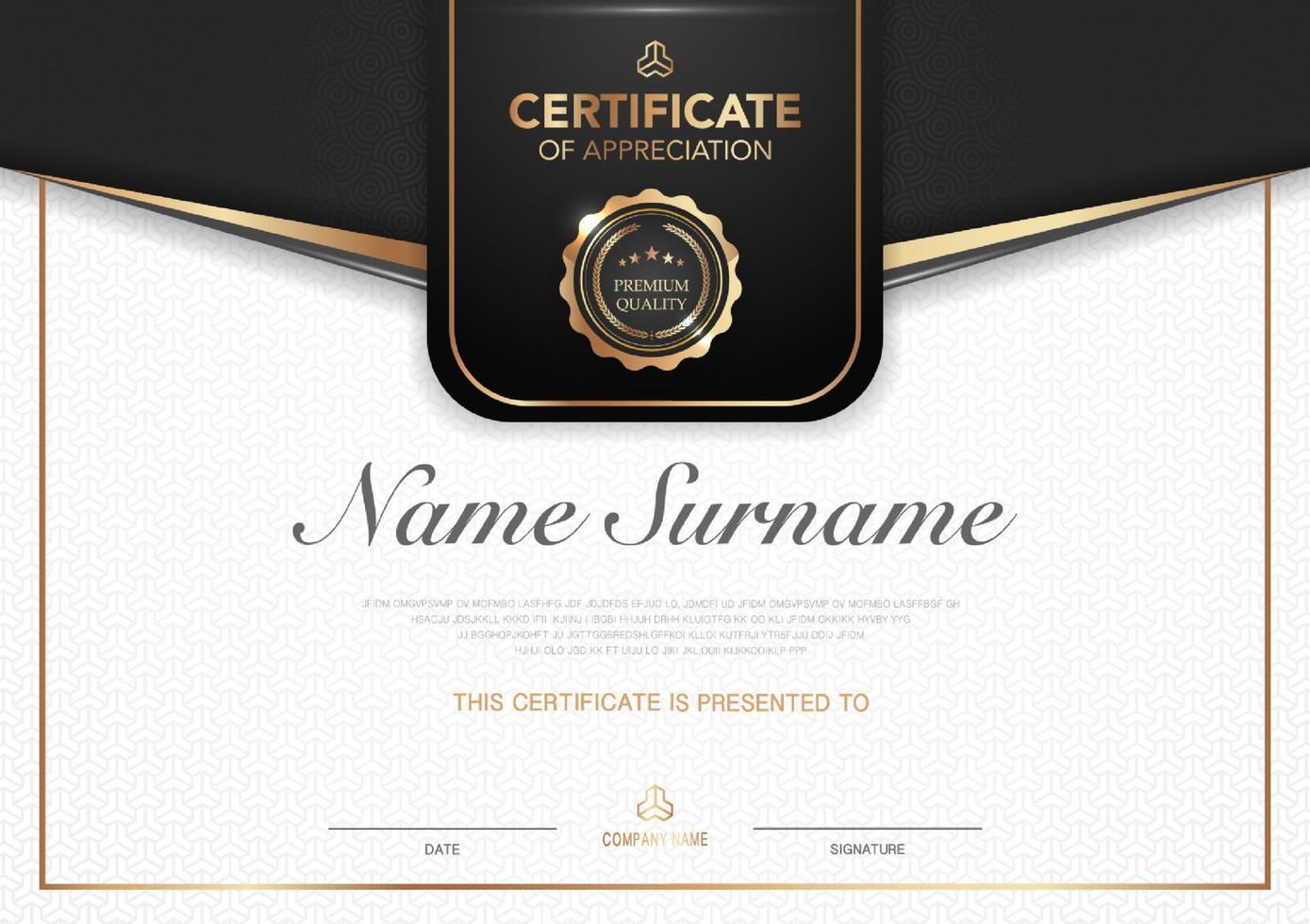 Certificate template black and gold luxury style image. Diploma of geometric modern design. eps10 vector. vector