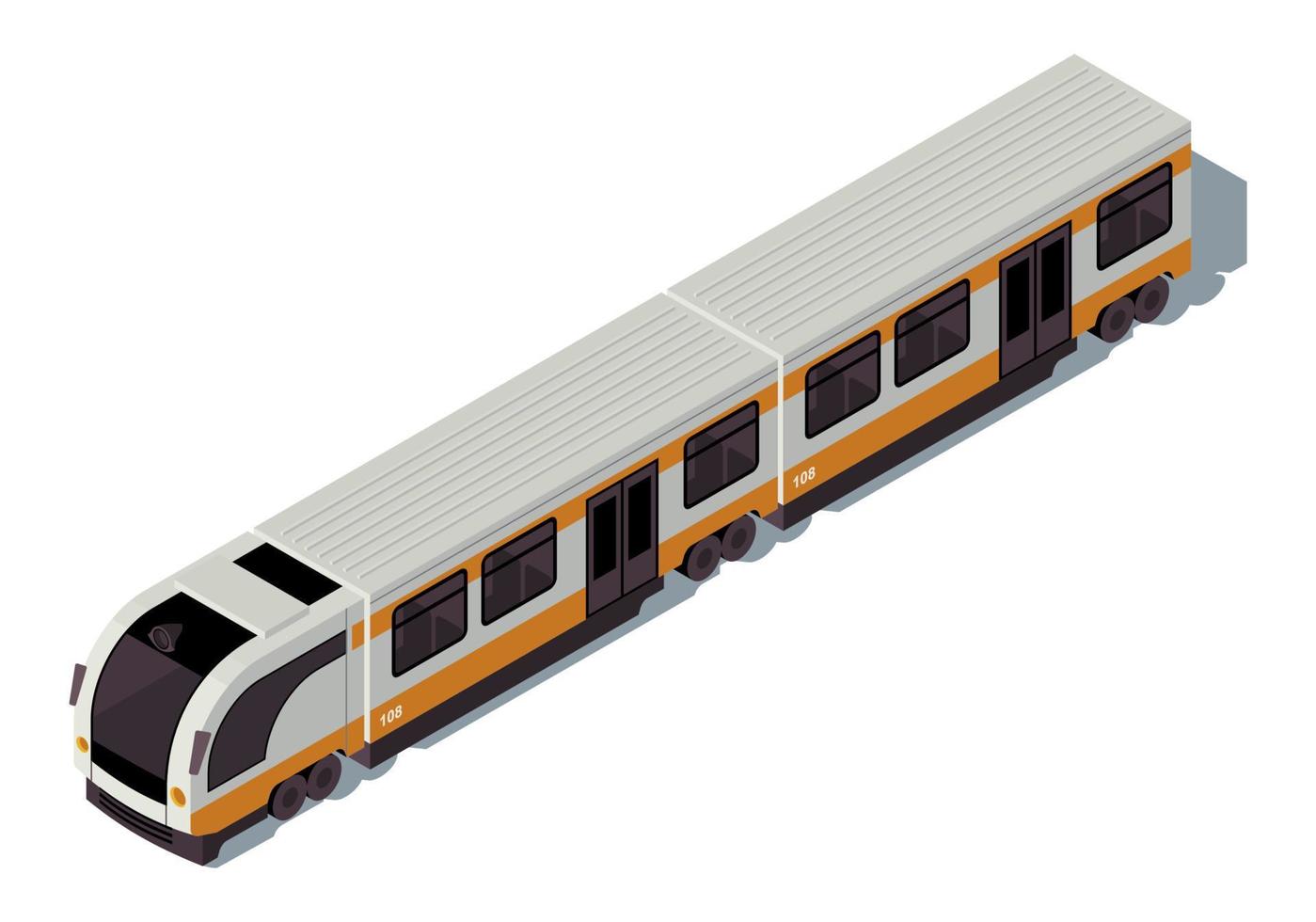 Ilustración de vector de color isométrico de metro. infografía de transporte público de la ciudad. transporte urbano ecológico. metro subterráneo. tren 3d concepto aislado sobre fondo blanco.