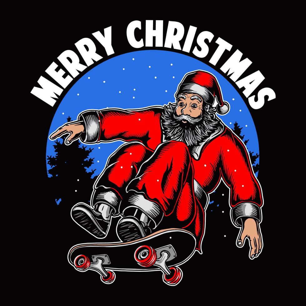 vector de navidad, santa jugando patineta