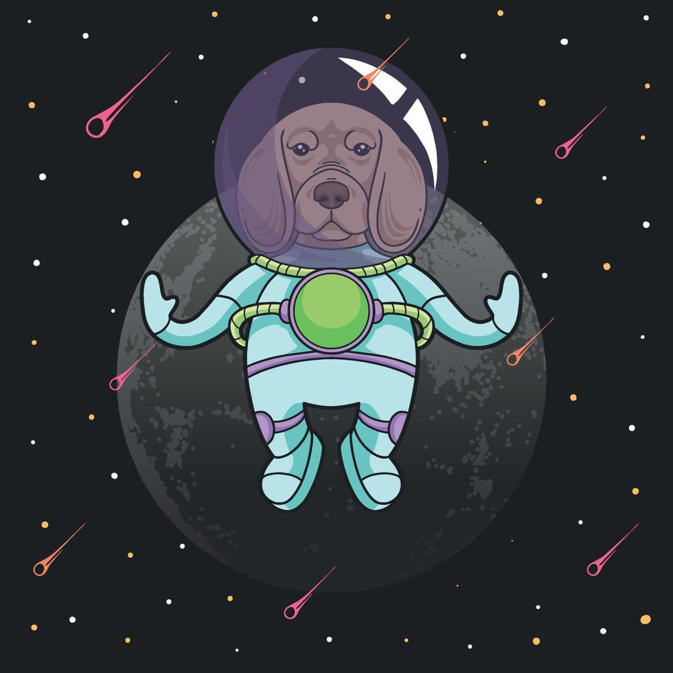 lindo perro astronauta en la galaxia vector