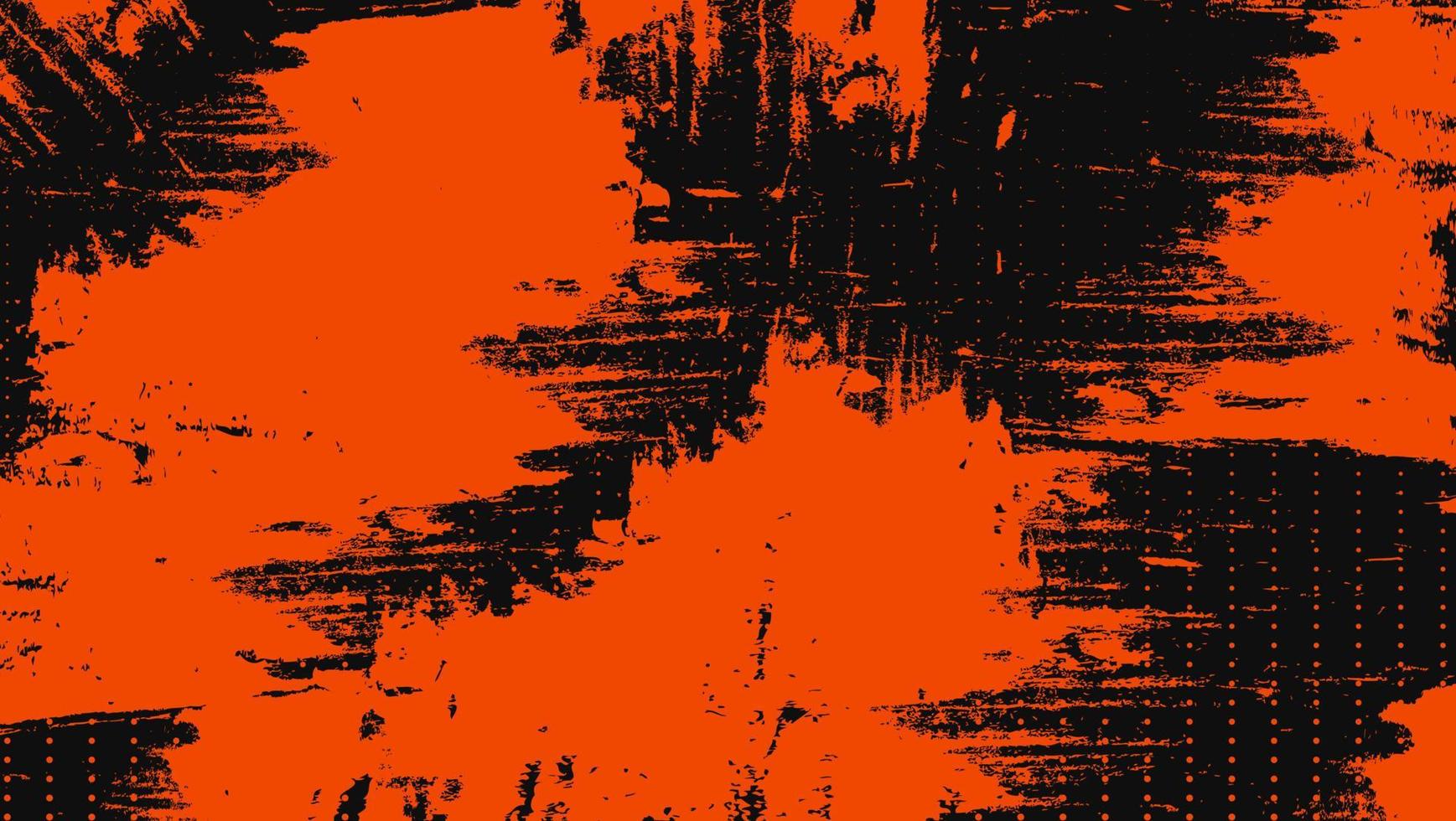 Abstract Chaos Orange Grunge Texture With Minimal Halftone Pattern In Black Background vector