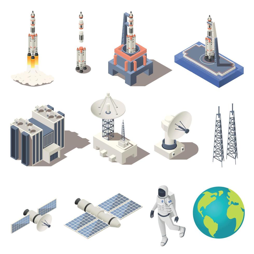 conjunto de iconos de investigación espacial vector