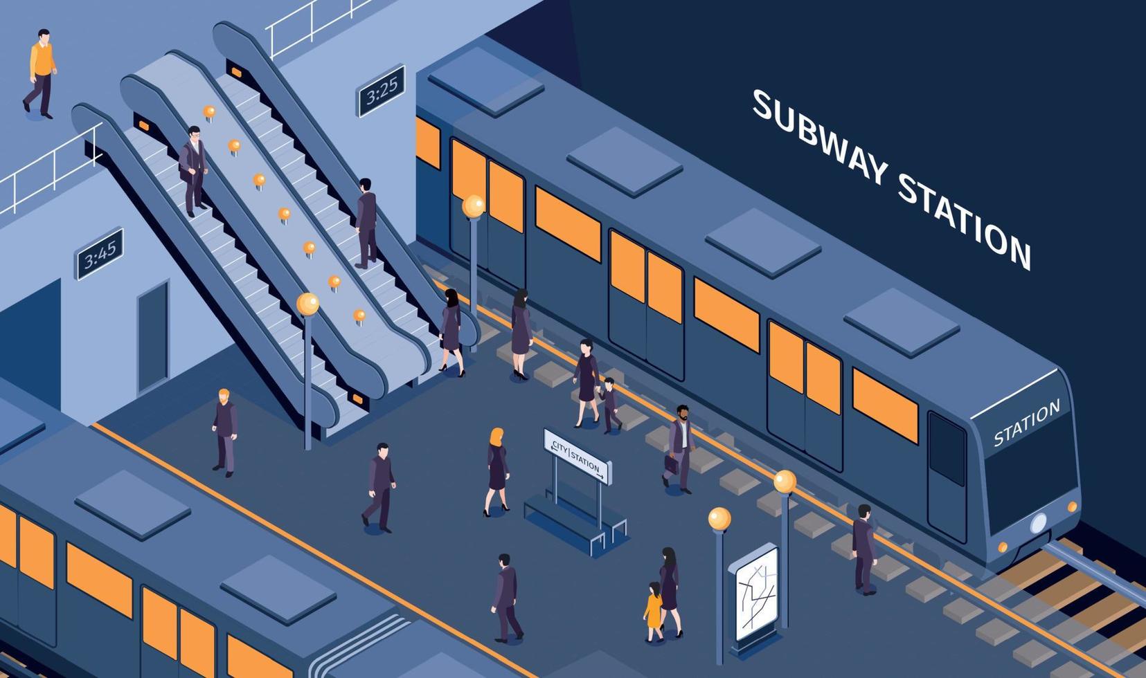 Subway Isometric Composition vector