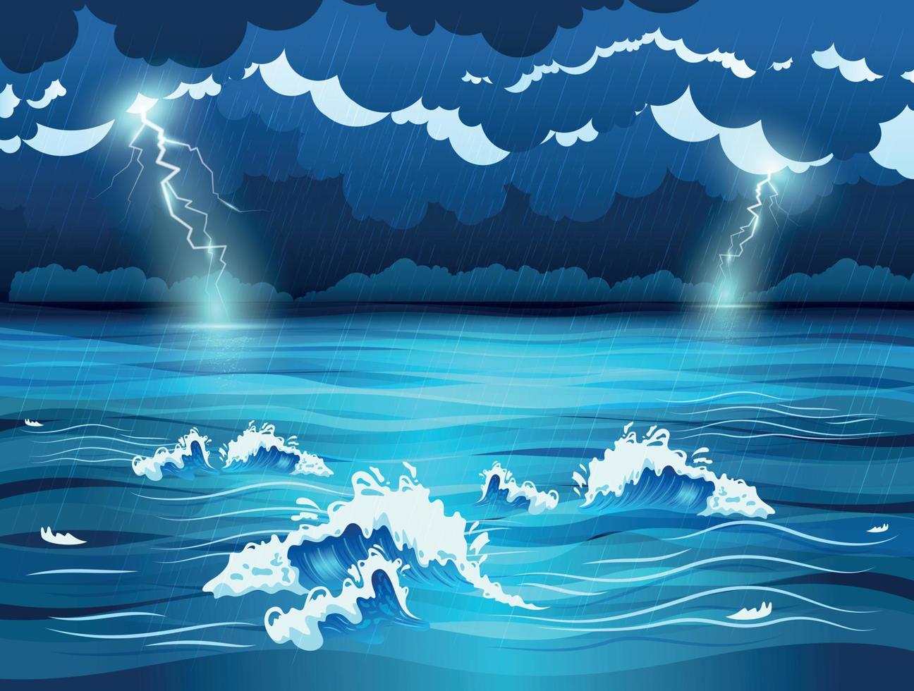 ilustración de tormenta de mar vector