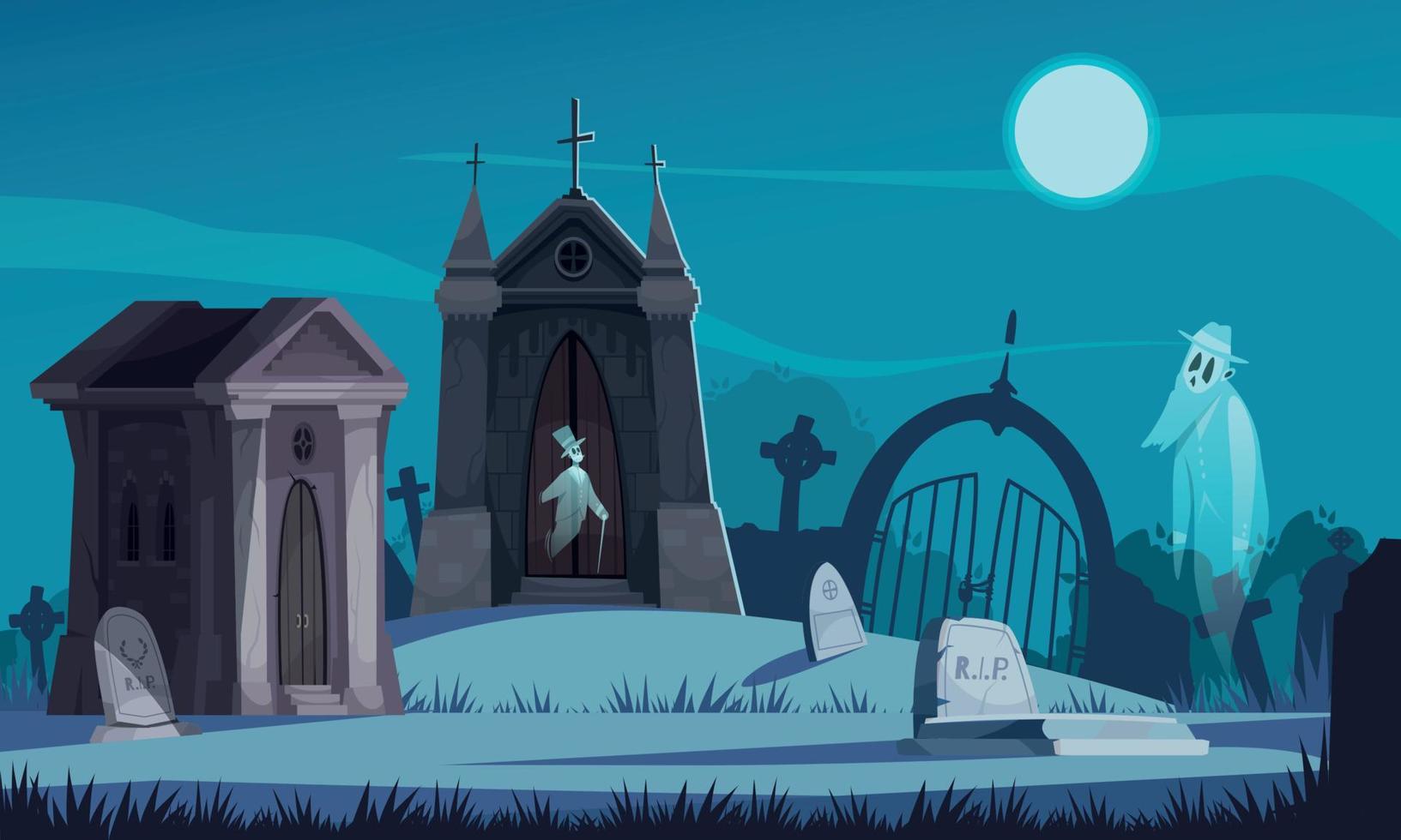 Cemetery Cartoon Illustration vector