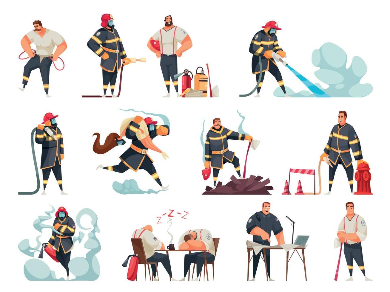 Firefighters Cartoon Set vector