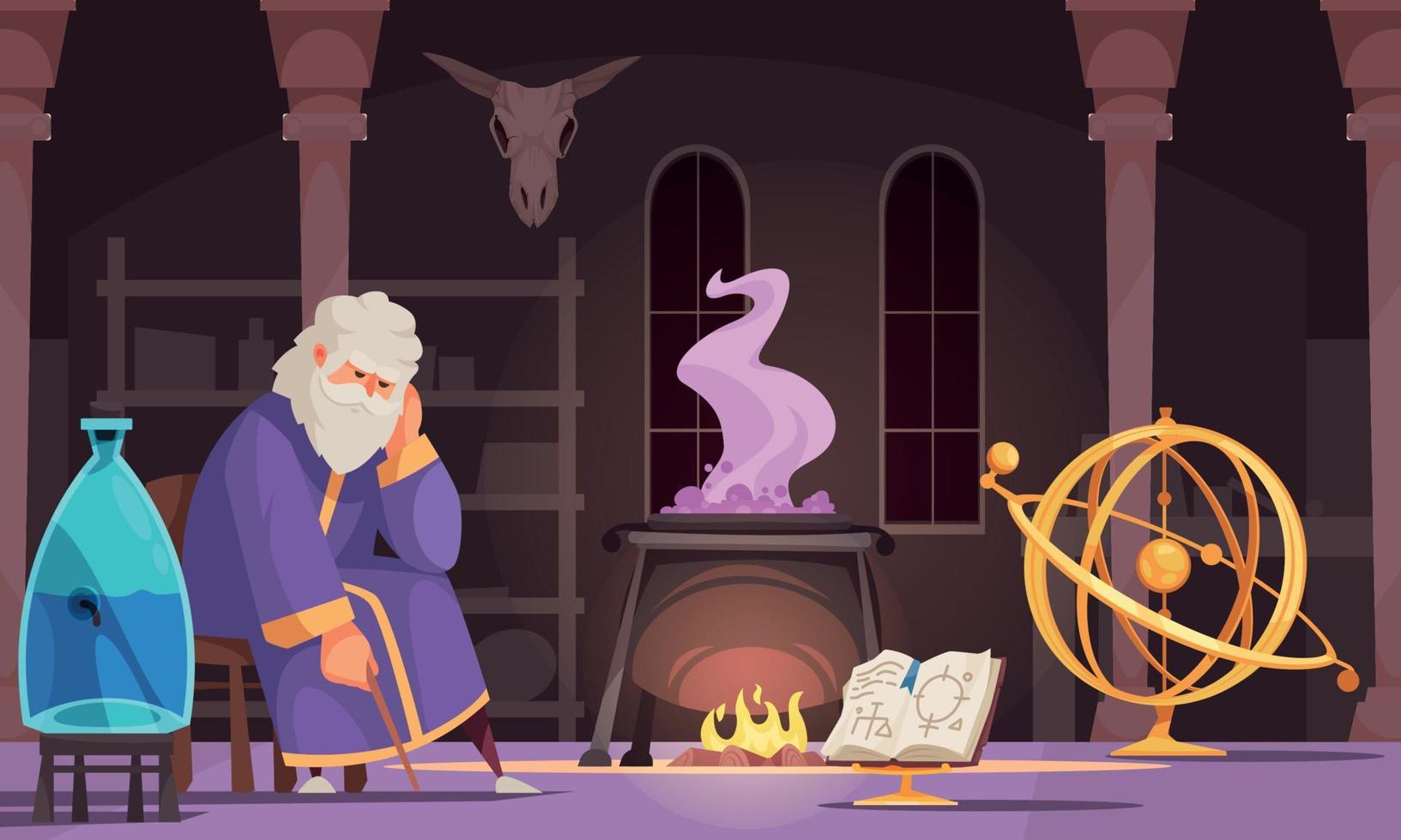 Alchemist Cartoon Illustration vector