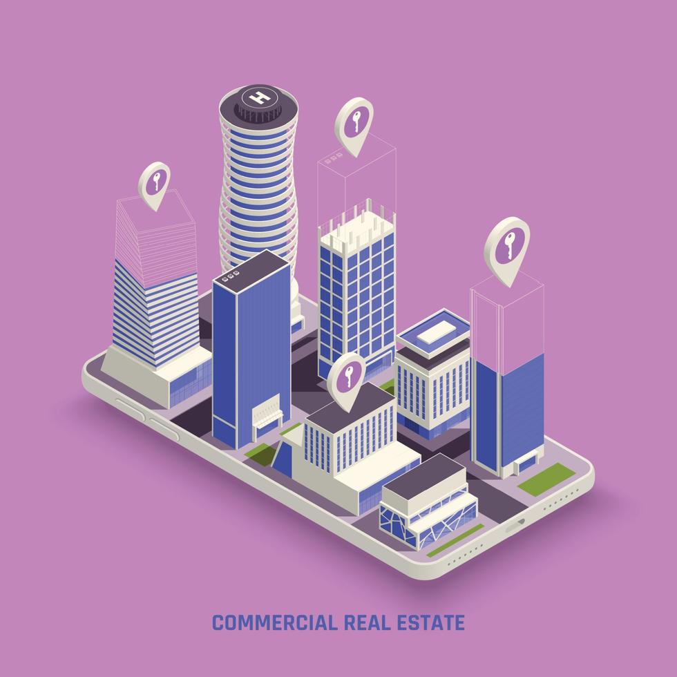 composición isométrica inmobiliaria vector