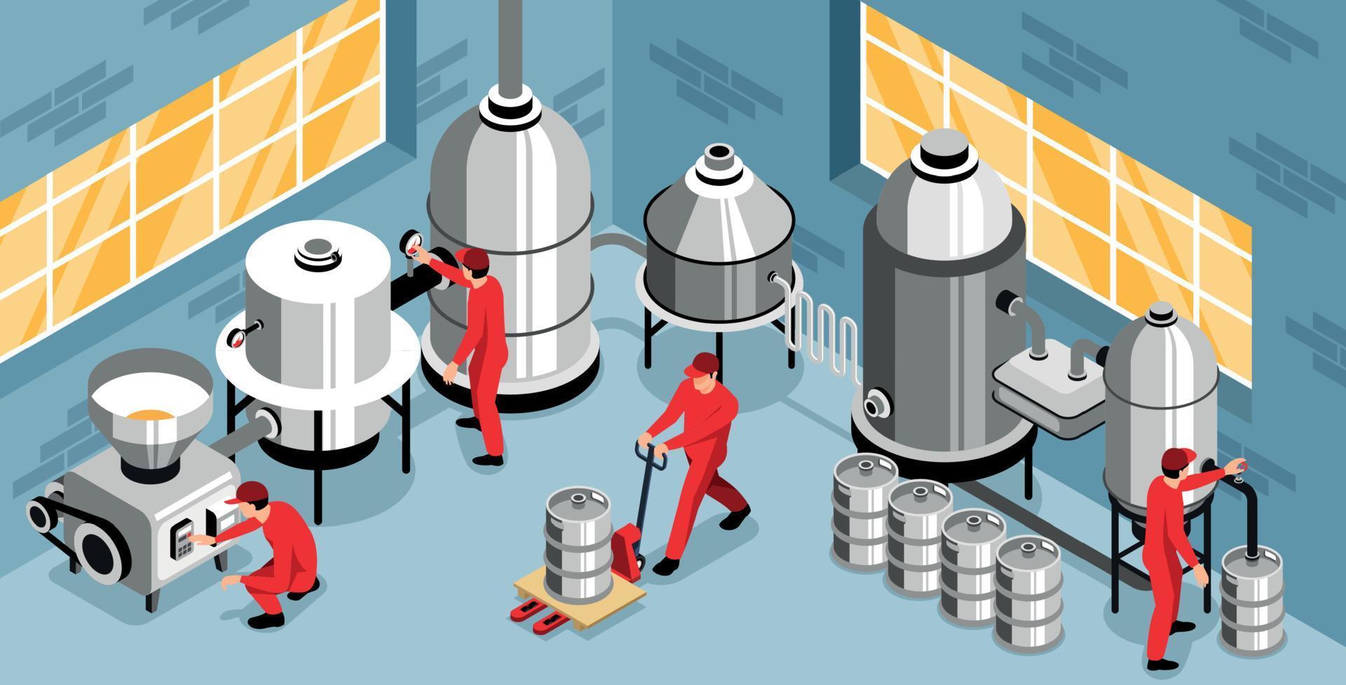 Brewery Isometric Composition vector