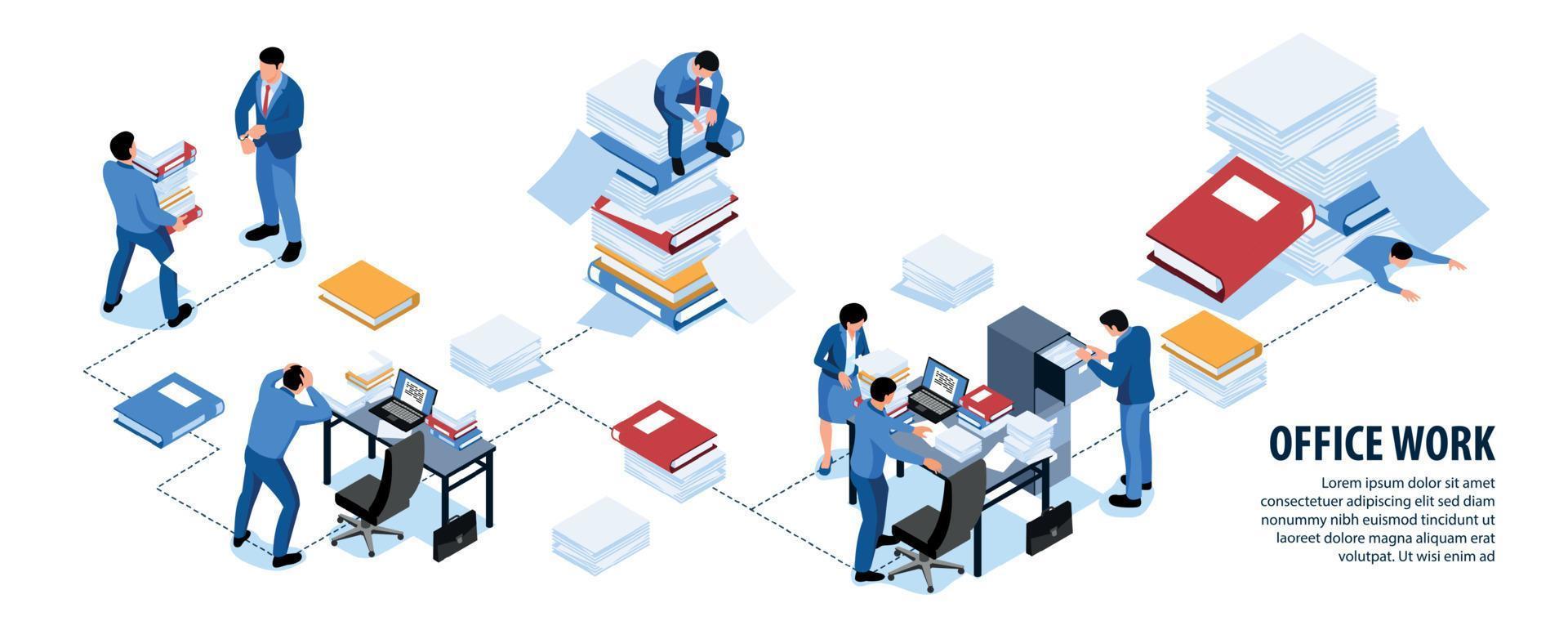 Unorganized Office Work Infographics vector
