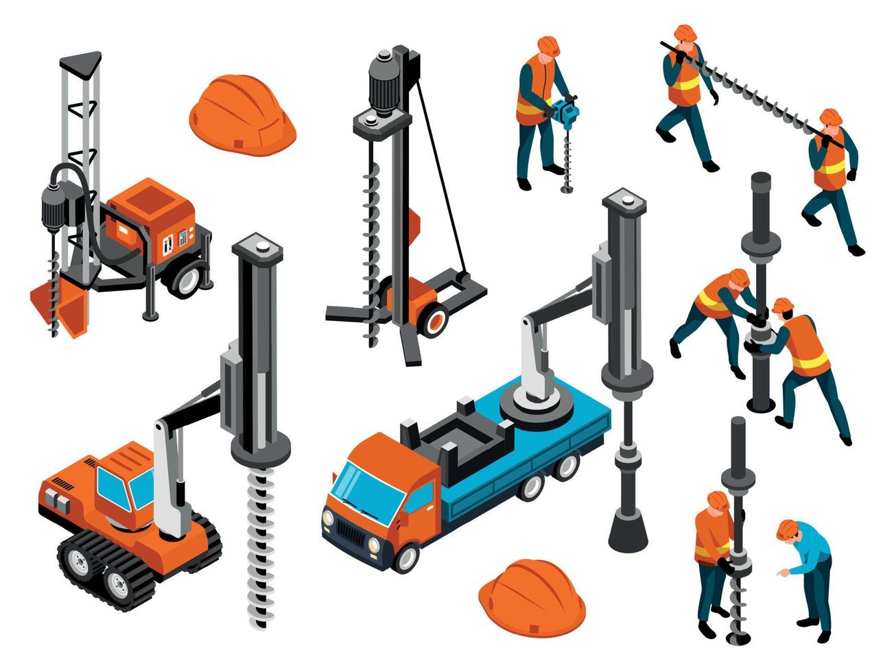 Driller Engineer Machinery Set vector