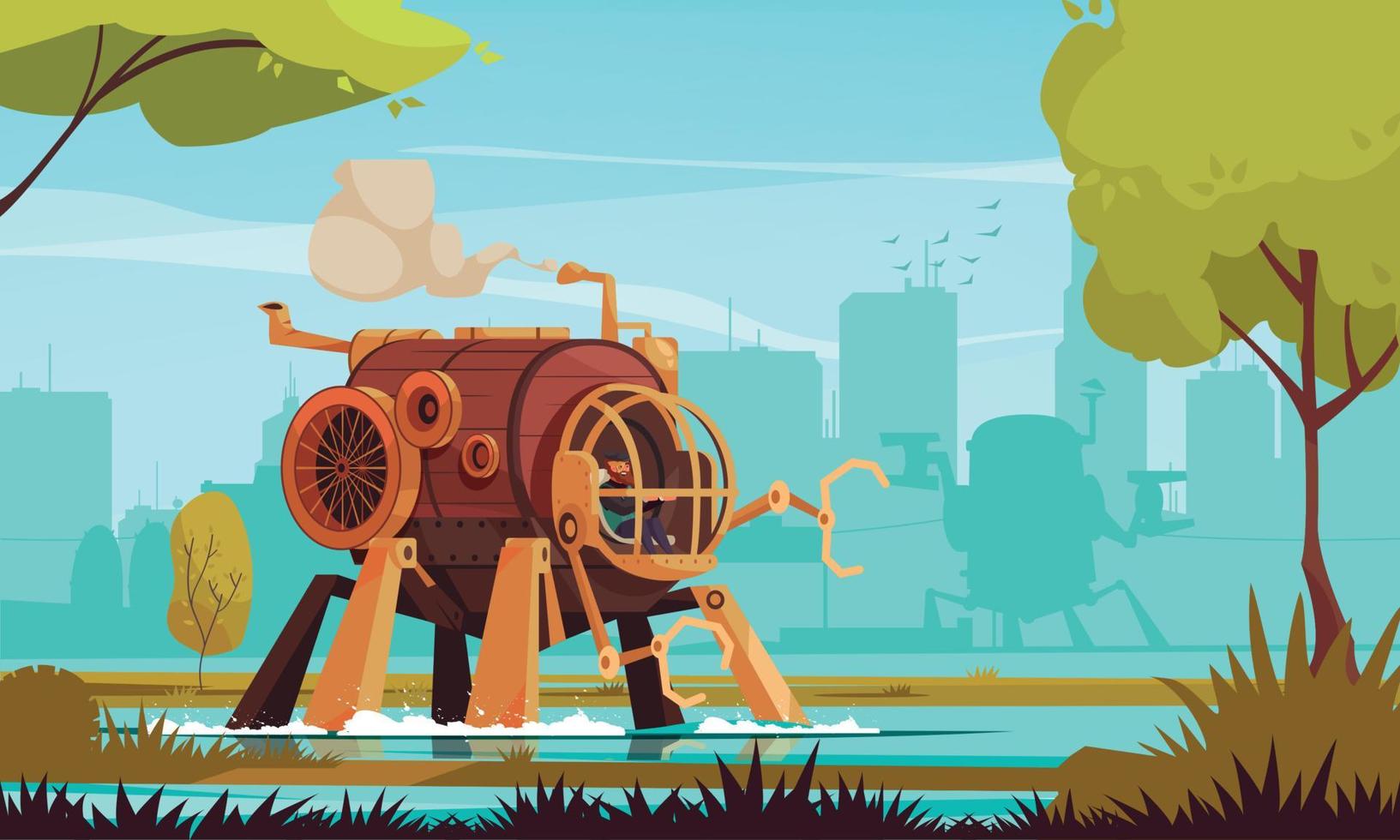 ilustración de la máquina steampunk vector