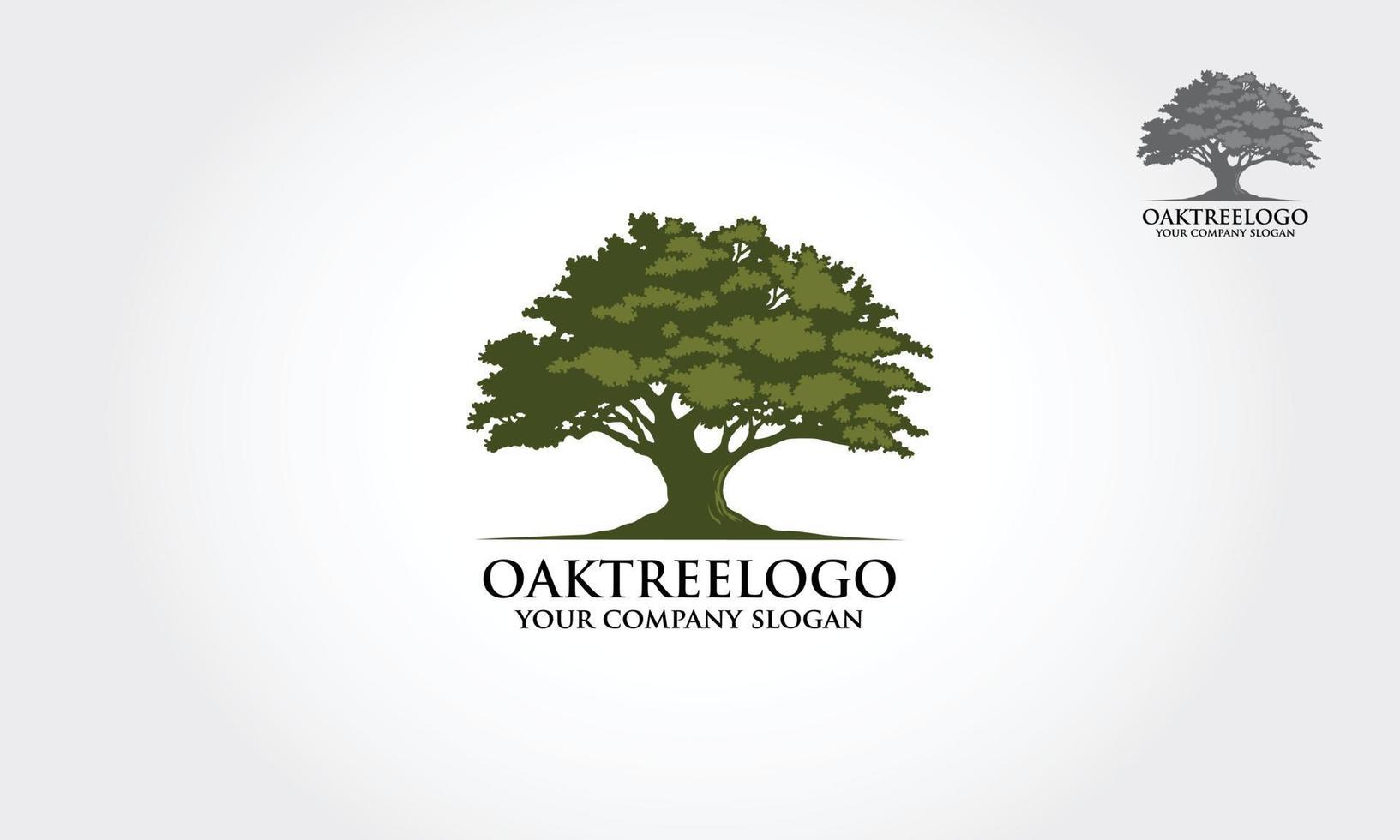 Oak tree logo illustration. Vector silhouette of a tree.