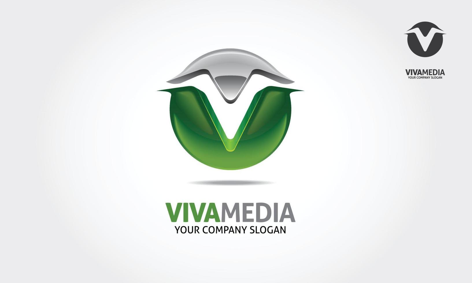 Ilustración del logotipo de viva media de color verde. esta es una excelente plantilla de logotipo adecuada para su empresa con el fin de mejorar su proceso de comunicación. vector