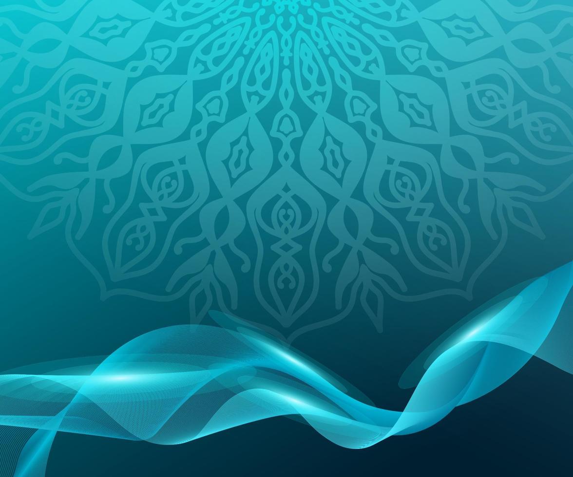 hermoso y elegante fondo de mandala de ilustración de onda suave vector