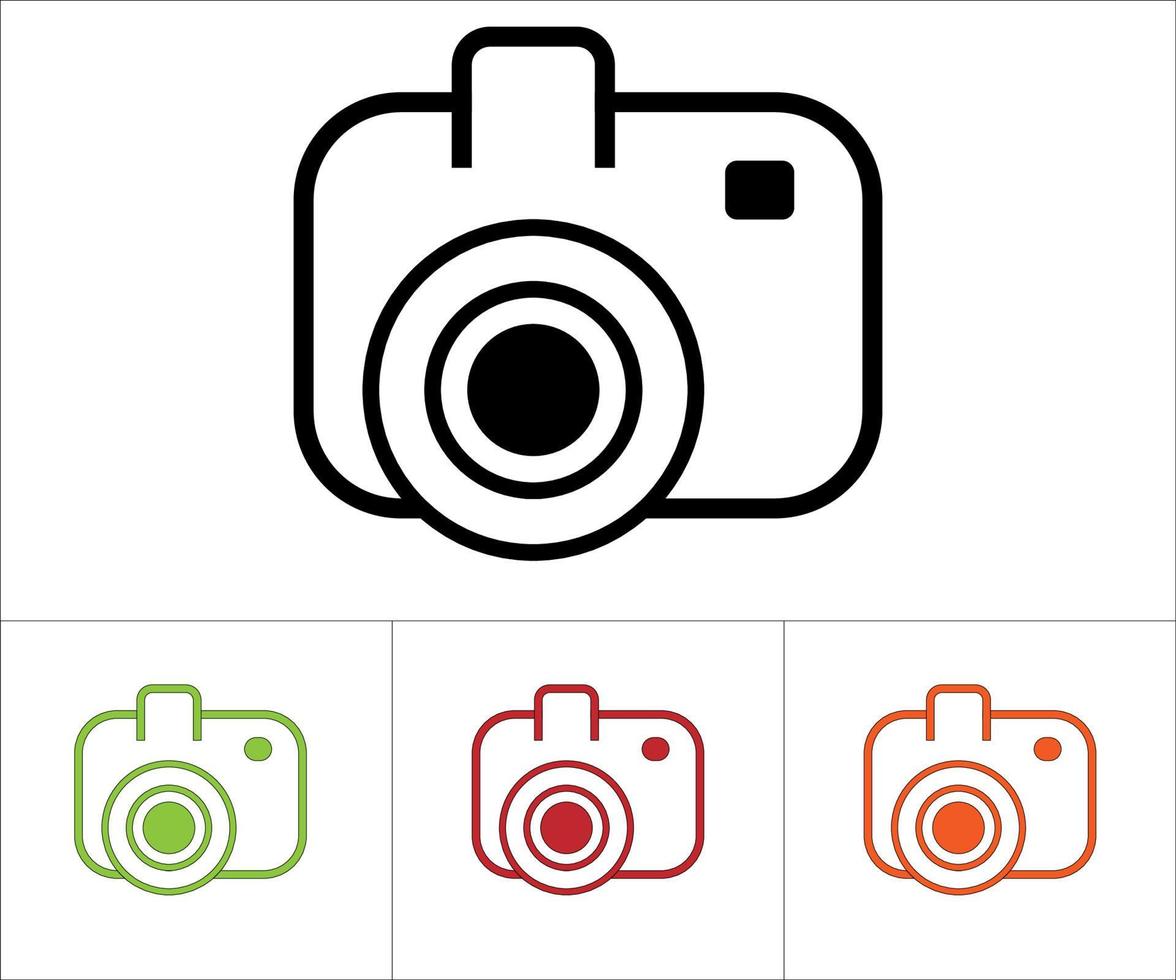 Camera outline icon on a white background vector
