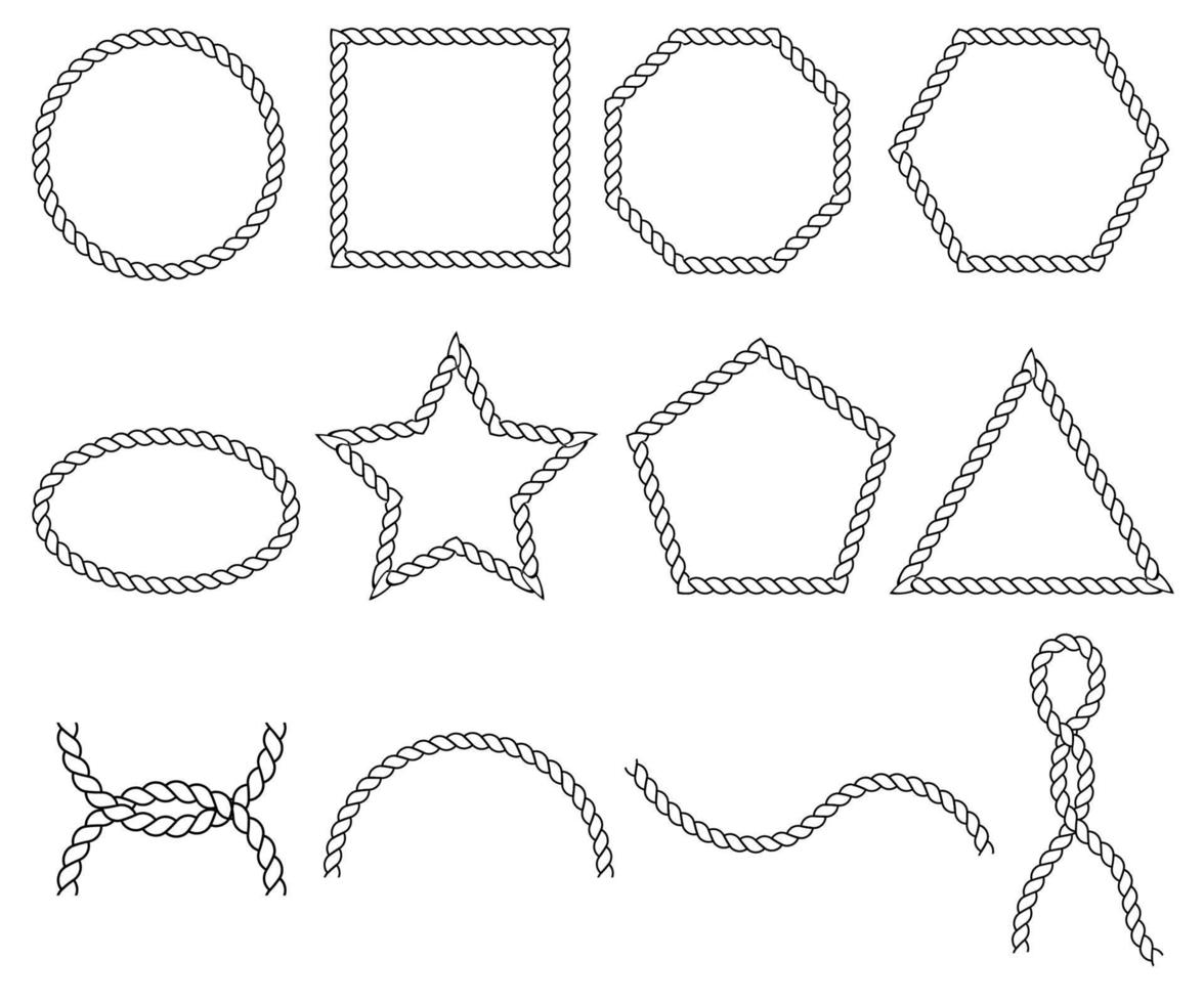 conjunto de ilustración de vector de cadena, icono de cadena, archivo contiene varias formas, círculo, cuadrado. estrellas, cuerdas, etc., ideales para diversos materiales de diseño