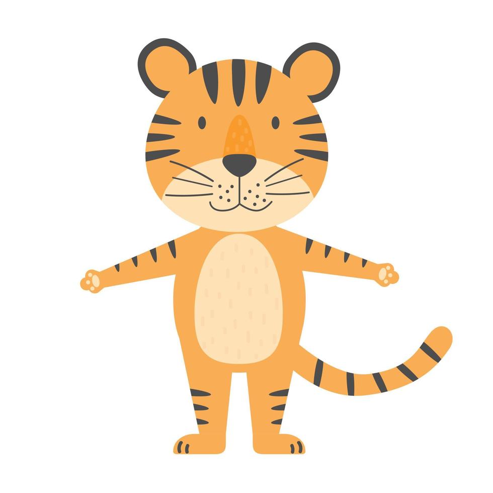 Tiger symbol of 2022 year New year mascot Cute vetor flat animal character isolated on a white background vector