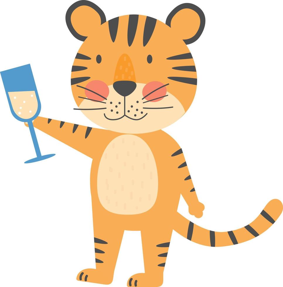 Tiger symbol of 2022 year New year mascot Cute vetor flat animal character isolated on a white background vector