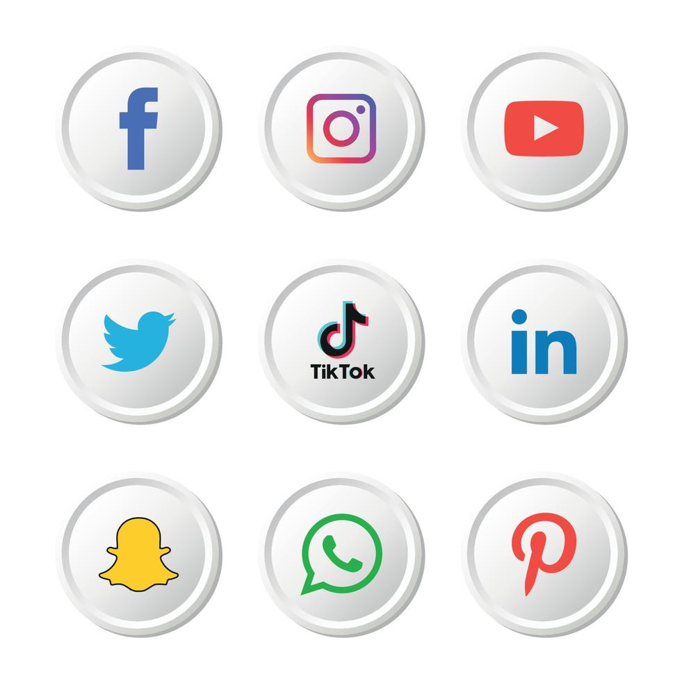 tecnología de iconos planos de redes sociales, red. venta de cara sonriente de grupo de fondo. compartir, me gusta, ilustración vectorial twitter, youtube, whatsapp, snapchat, facebook, instagram, tiktok, tok vector