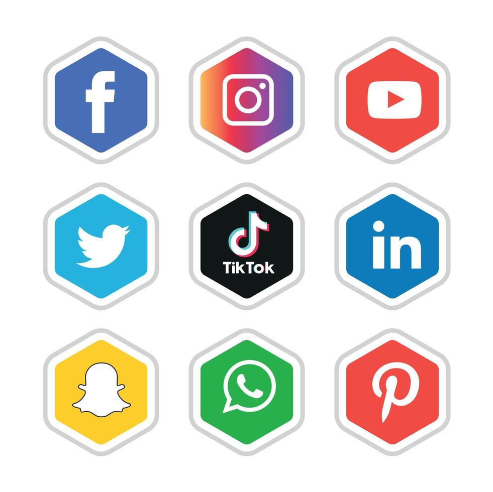 tecnología de iconos planos de redes sociales, red. venta de cara sonriente de grupo de fondo. compartir, me gusta, ilustración vectorial twitter, youtube, whatsapp, snapchat, facebook, instagram, tiktok, tok vector