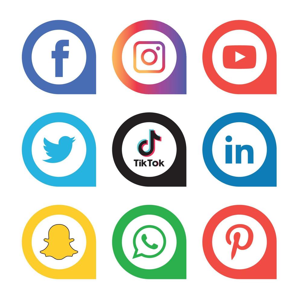 Social Media flat icons technology, network. background  group smiley face sale. Share, Like, Vector illustration Twitter, YouTube, WhatsApp, Snapchat, Facebook, instagram, tiktok, tok