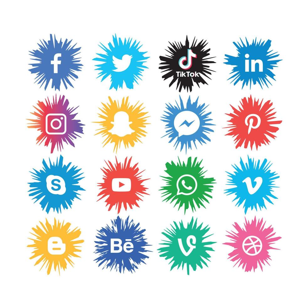 tecnología de iconos planos de redes sociales, red. venta de cara sonriente de grupo de fondo. compartir, me gusta, ilustración vectorial twitter, youtube, whatsapp, snapchat, facebook, instagram, tiktok, tok vector