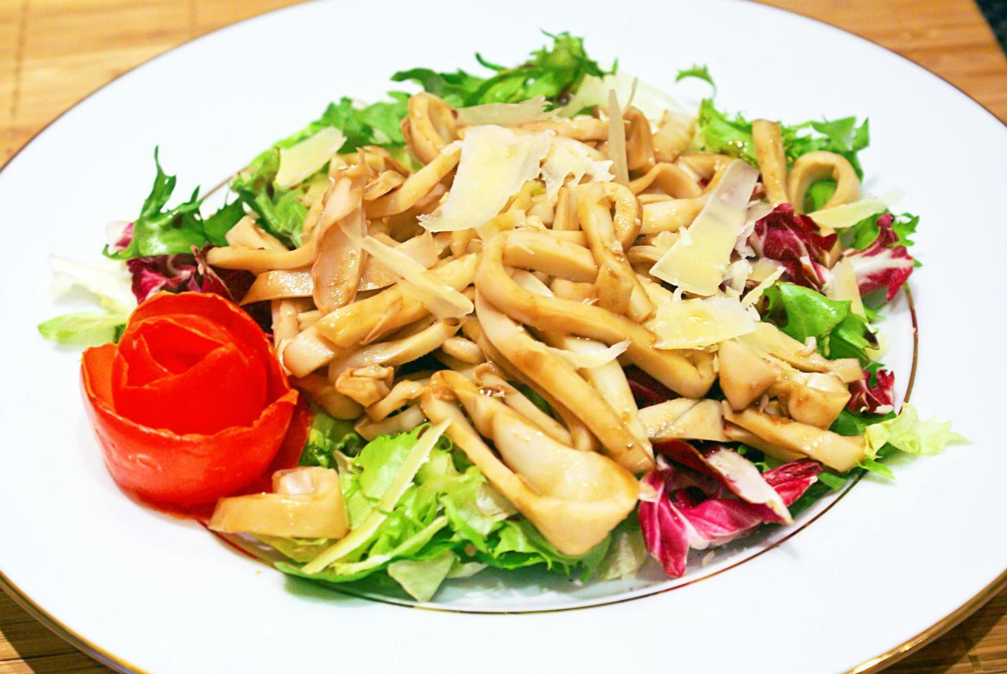 Dietary Food. Seafood Salad, Squid and Fresh Vegetables. photo