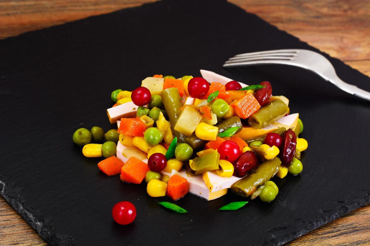 Mexican Mix of Vegetables. Tomatoes, Beans, Celery Root, Green B photo