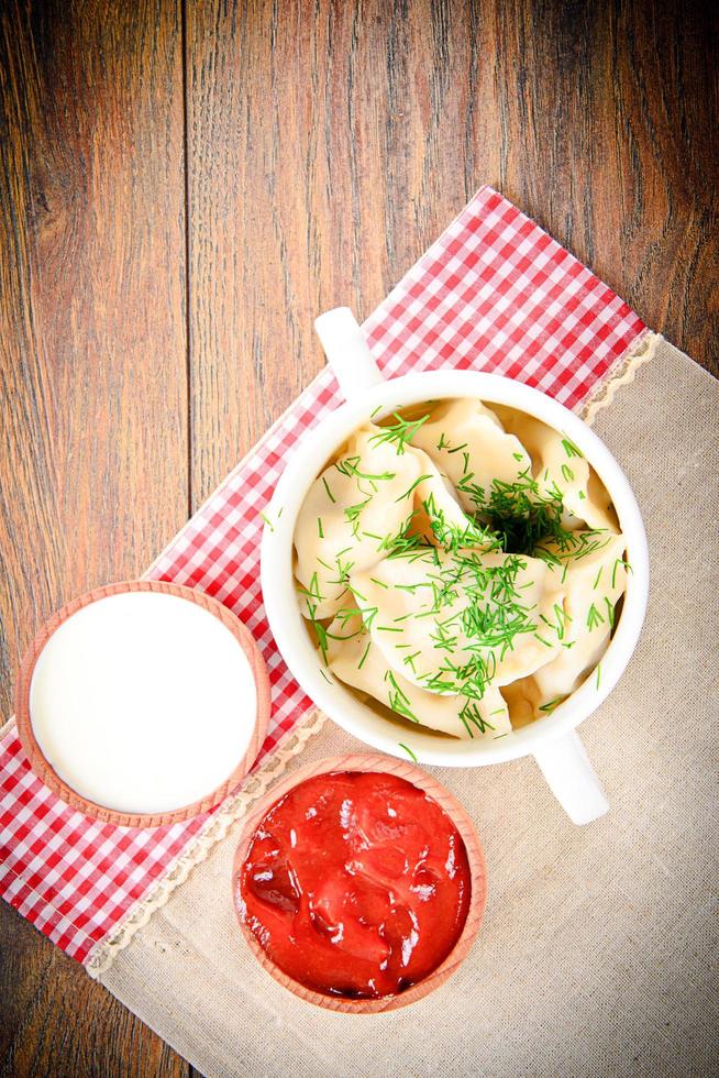 Tasty Homemade Dumplings, Russian Pelmeni photo